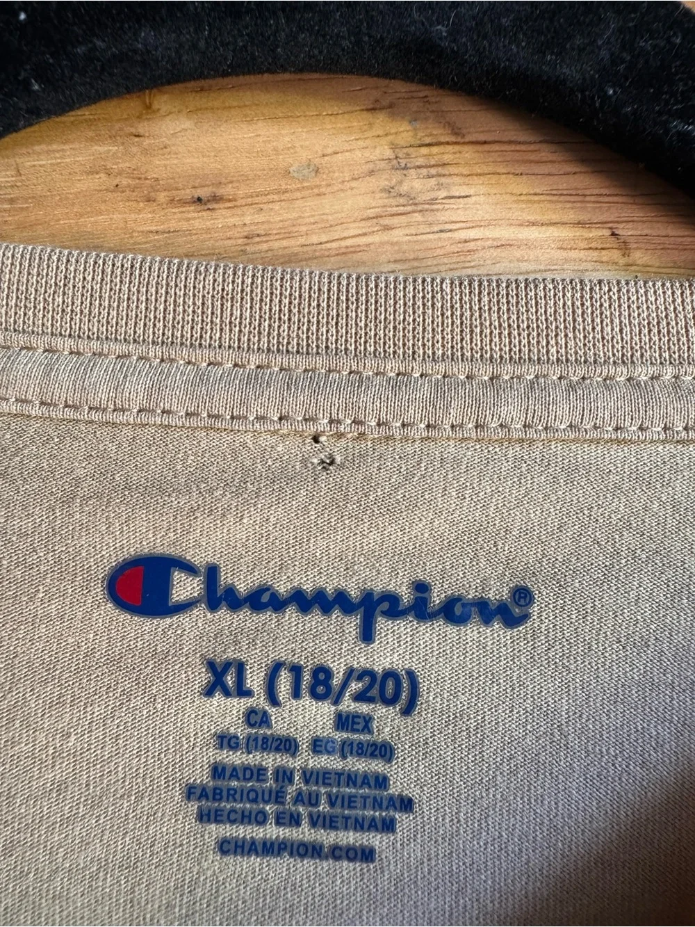 💗FREE WITH PURCHASE💗 Youth XL Champion Tan Graphic Repeat Logo Tee - Picture 6 of 8